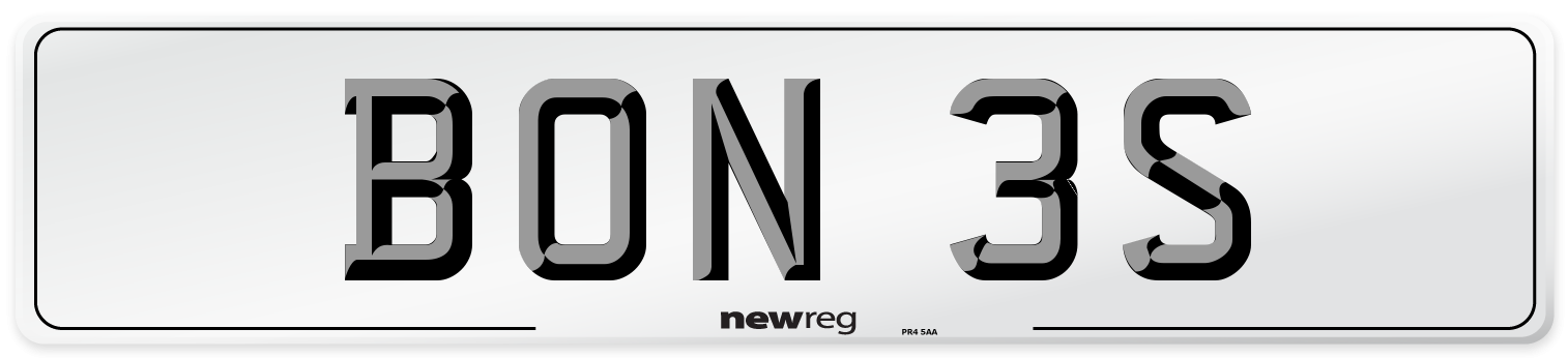 BON 3S Number Plate from New Reg